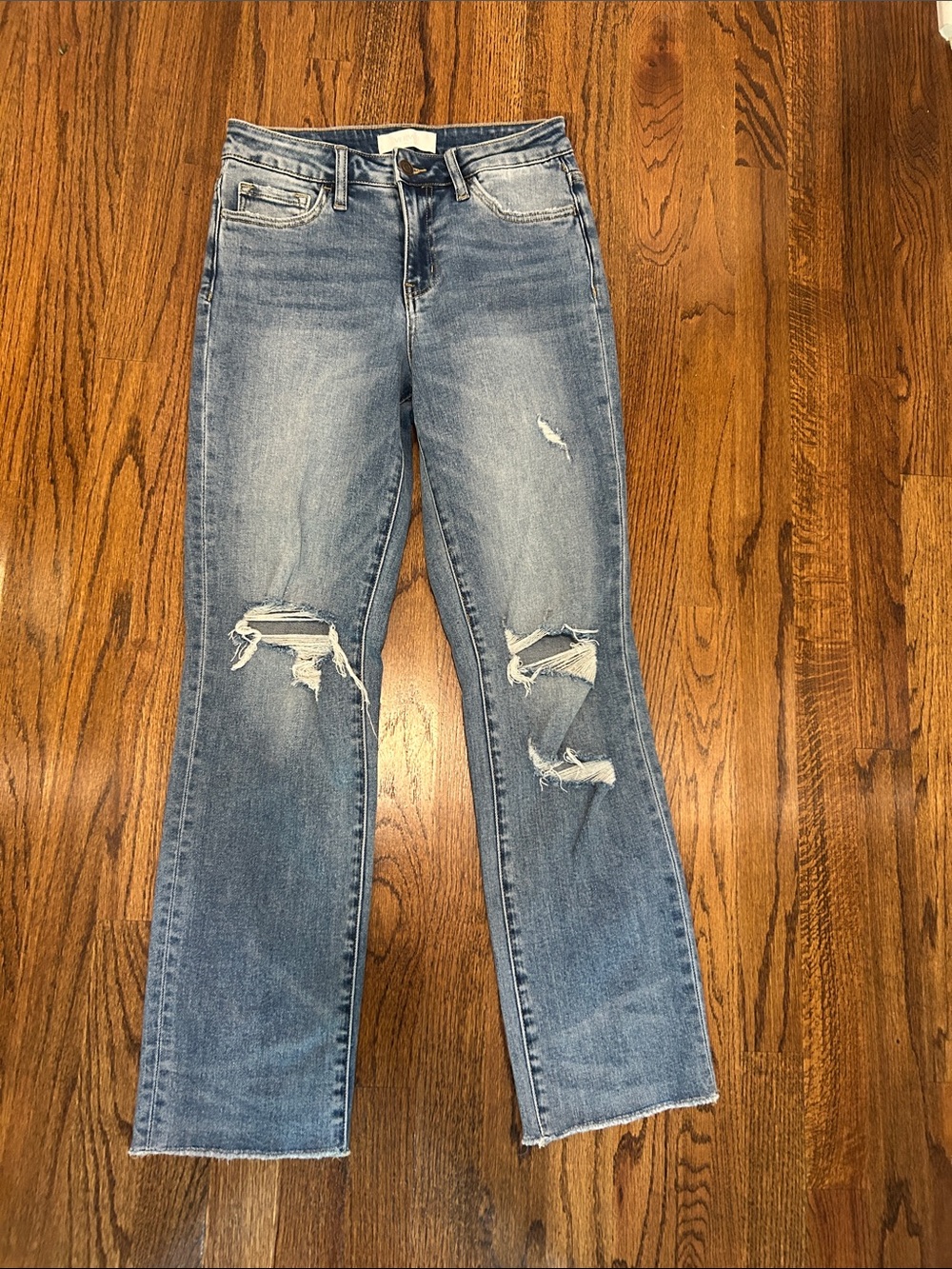 Vervet Women's Distressed Straight Blue Jeans
